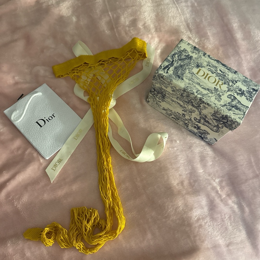 Dior Mustard Yellow Mesh Scarf